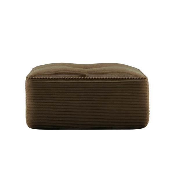 English Elm Ottoman Corduroy Upholstered Modular Accent Piece with High Resilience Foam and Curved Arms Brown W714P364709