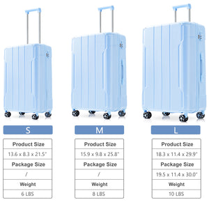 English Elm Luggage Set 3 Piece Abs Hard Shell Expandable Suitcase with Tsa Lock Spinner Wheels Sky Blue N730P296584S