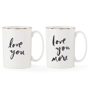 Lenox Kate Spade Bridal Party "Love You" and "Love You More" 2-piece Mug Set White, WHITE PORCELAIN 875109