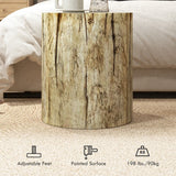 English Elm Homcom Tree Stump Stool, Decorative Side Table With Round Tabletop, Concrete End Table With Wood Grain Finish For Indoors and Outdoors