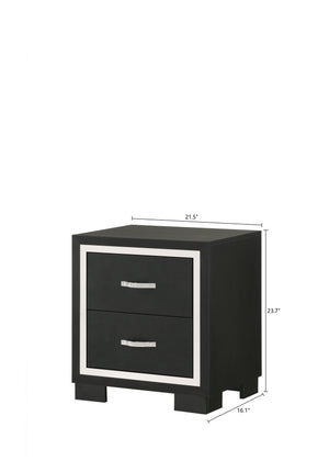 English Elm Modern Black 2-Drawer Nightstand with Sleek Metal Handles, Compact 21.5" x16.1" x23.7" H Accent Piece B2741P371621