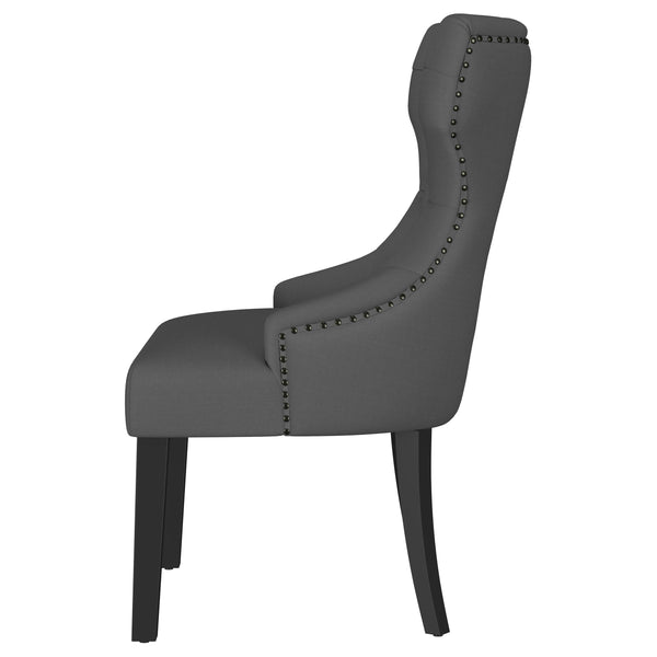 English Elm 1pc Modern Tufted Wingback Dining Chair with Curved Barrel Back, Nailhead Trim, Plush Upholstery Comfort Black,Gray 28.74 L x 27.95 W x 25.2 H B011P301372