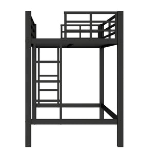 English Elm Twin Metal Loft Bed Twin XL Black - Sturdy Minimalist Bunk with Ladder, Guardrails & Underbed Storage Space W1580P370677