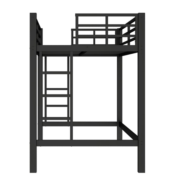English Elm Twin Metal Loft Bed Twin XL Black - Sturdy Minimalist Bunk with Ladder, Guardrails & Underbed Storage Space W1580P370677