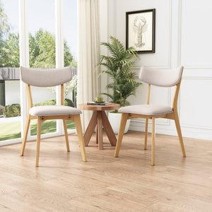 English Elm Caleb Mid Century Upholstered Dining Chairs Rubberwood Tapered Legs Set of 2 Light Beige,Natural N768P379763L