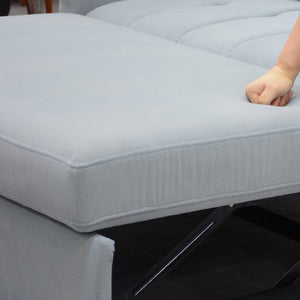 English Elm Modern Velvet 3-in-1 Sleeper Sofa Bed Convertible Loveseat Light Blue with USB, Storage Pockets & Pillows, Adjustable Backrest W1183S00021