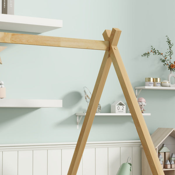 English Elm Full Size Rubber Wood Tent-Shaped Floor Bed With Guardrails & Door - Cozy, Modern Retreat For Kids W504P345788