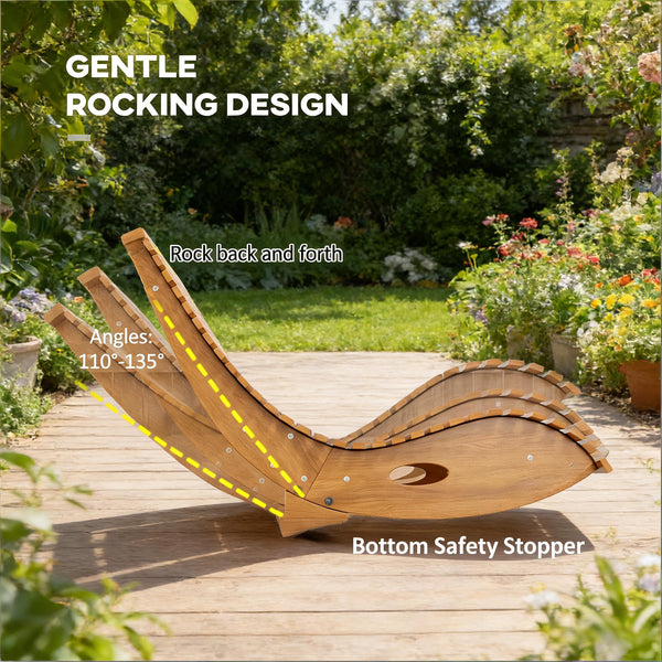 English Elm Wooden Outdoor Rocking Chair Fir Pine Frame Weatherproof Slatted Porch Patio Seat T3971P445004