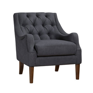 English Elm Dark Gray Stella Accent Chair Button-Tufted Boucle Upholstery Dark Brown Legs Modern Classic Comfort 34"H B011P272288
