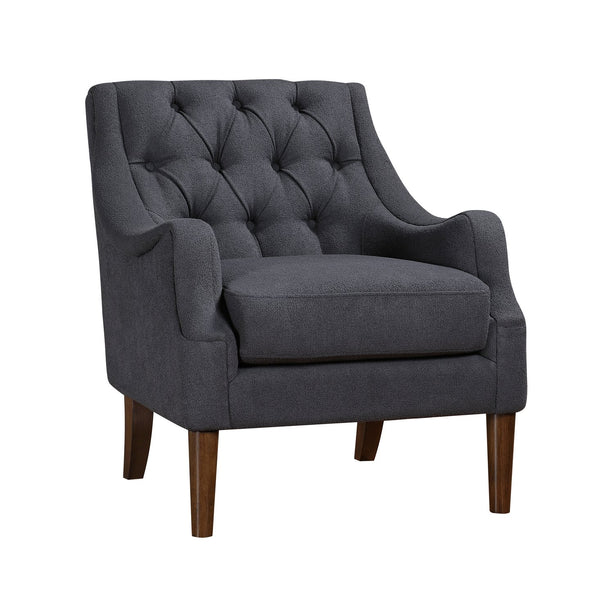 English Elm Dark Gray Stella Accent Chair Button-Tufted Boucle Upholstery Dark Brown Legs Modern Classic Comfort 34"H B011P272288