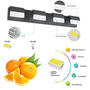 English Elm 4-Light Black LED Vanity Light Acrylic Shade Modern Bathroom Wall Sconce Soft Bright Glow W2312P374895