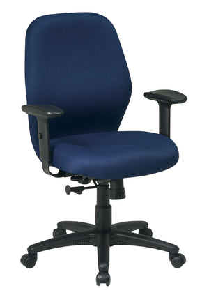OSP Home Furnishings Mid Back Ergonomic Manager Chair with Synchro Tilt Lumbar Support and Padded Arms Navy 3121-225