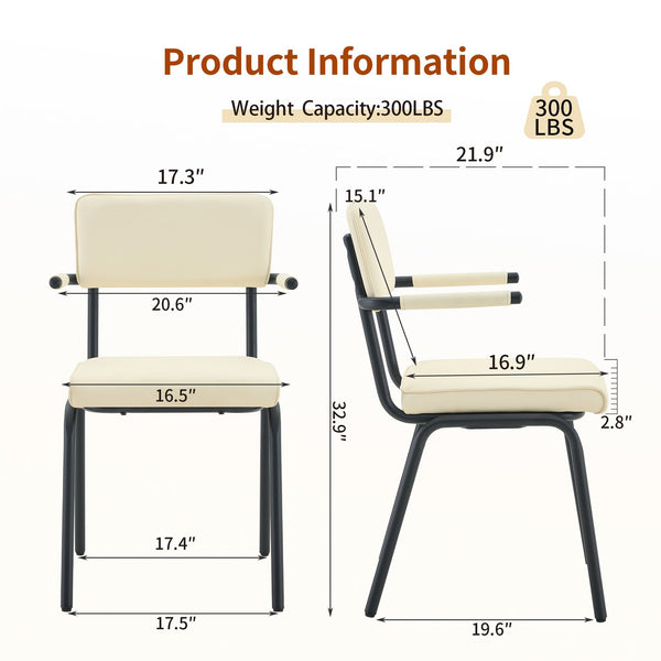 English Elm Dining Chairs Set of 2 Velvet Upholstered with Hangable Arms and Metal Legs W3493P449277