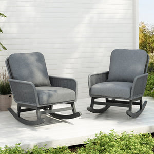 English Elm Contemporary Wicker Rocking Chair Pe Rattan Weave Wooden Frame Plush Cushions Patio Gray N767P229004G_2