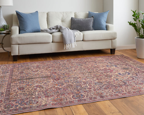 Feizy Rugs Rawlins Vintage-inspired Machine Made Polyester Oriental Rug With Intricate Patterns For Every Space Red,Tan,Pink Polyester Rln39hlfbgeivye76