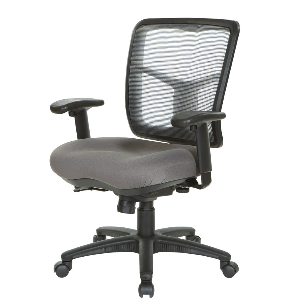OSP Home Furnishings Grey Air Mist Mesh Back Ergonomic Office Chair with Synchro Tilt and Adjustable Arms 92555-9201