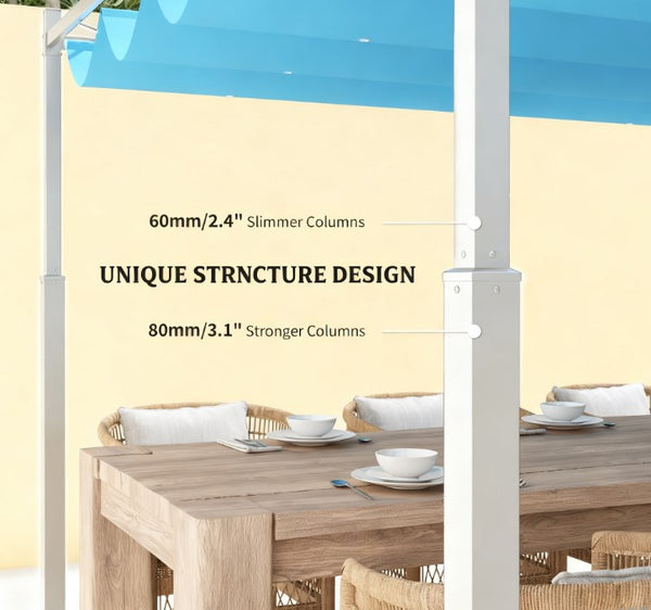 English Elm Easy Outdoor Pergola with Retractable Upf30 Canopy Powder Coated Metal Patio Frame T3971P426905