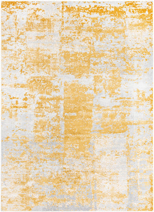 Unique Loom Finsbury Elizabeth Machine Made Abstract Rug Yellow, Ivory/Gray 7' 1" x 10' 0"