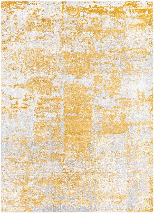 Unique Loom Finsbury Elizabeth Machine Made Abstract Rug Yellow, Ivory/Gray 7' 1" x 10' 0"