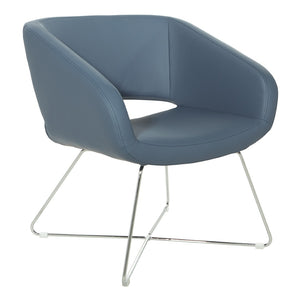 OSP Home Furnishings Faux Leather Accent Chair with Chrome Base for Modern Office or Living Room Blue LRL-R105
