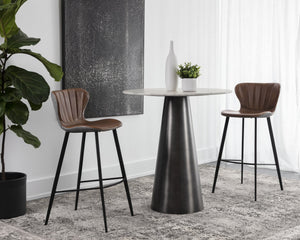 Sunpan ARABELLA Chic Compact Barstool - Bravo Cognac & November Grey, Modern Design for Stylish Spaces 109539