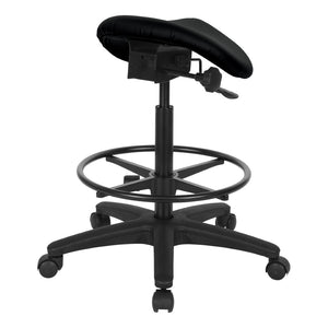 OSP Home Furnishings Backless Saddle Stool Ergonomic Pneumatic Height Adjustable Office Studio Task Seating Dillon Black ST205-R107