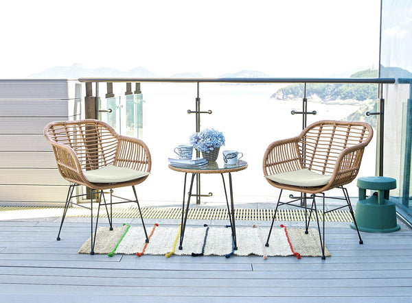 English Elm Antibes 3-Piece Outdoor Conversation Set In Tan & Cream – Stylish, Comfortable & Versatile Design B365P398236