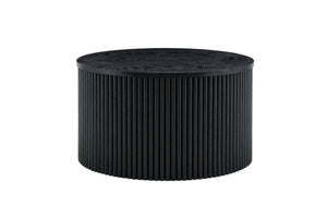 English Elm 2-piece Nesting Round Tables Roman Column Base with Storage Black Wood Grain Living Room W3875P396796