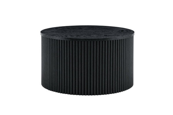 English Elm 2-piece Nesting Round Tables Roman Column Base with Storage Black Wood Grain Living Room W3875P396796