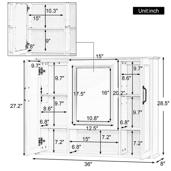English Elm 36" Freestanding Single Sink Bathroom Vanity Rubberwood Cabinet with Matching Mirror Black N725S314034B