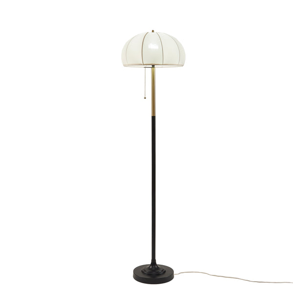 English Elm Textured Ribbed Ceramic Floor Lamp Fluted Fabric Dome Shade Warm Ambient Living Room B035P496602
