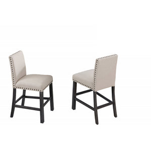 English Elm Upholstered Farmhouse Counter Chair Set of 2 with Linen Blend Fabric, Nailhead Trim and Wood Legs Natural 42 L x 20 W x 13 H B011P361868