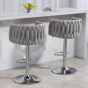 English Elm 360° Swivel Bar Stools Set of 2 with High-Rebound Cushions, Adjustable Counter Height, Sleek Chrome Frame for Kitchen Island and Cafe Seating Gray W2215P184994