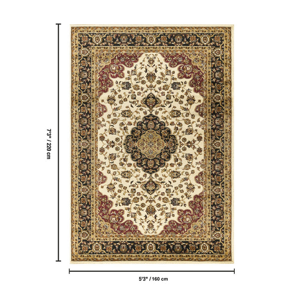 English Elm Classic Medallion Cream Area Rug Traditional Low Pile Living Room Dining Accent B186P452230