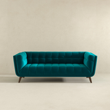 Ashcroft Furniture Addison Teal Velvet Sofa - Luxurious Mid-Century Modern Comfort