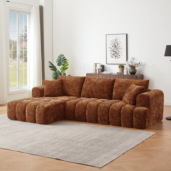 English Elm Chenille L-Shape Oversized Luxury Sectional Sofa - Minimalist Design, Comfy Sleeper For Any Space W2339S00037