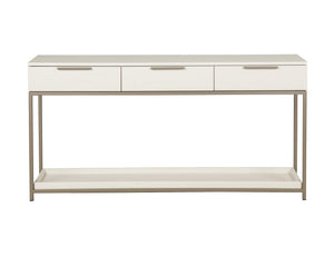 Sunpan Rebel Console Table: Modern Charcoal Oak Design with Soft Close Drawers and Stylish Gold Accents Champagne Gold / Cream