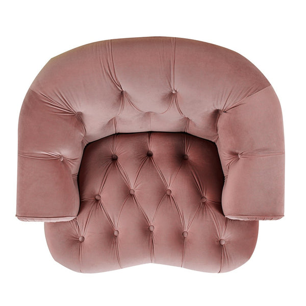 English Elm Jennifer Taylor Home - La La Rosa Victorian Tufted Upholstered Accent Chair in Luxe Velvet with Nailhead Trim and Support Pink B2719P238182