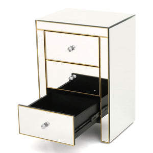 English Elm Christopher Knight Home® - Elegant Mirrored Nightstand Gold-Edged 3-Drawer Accent Table with Ample Storage & Reflective Glam (26") 57778.00