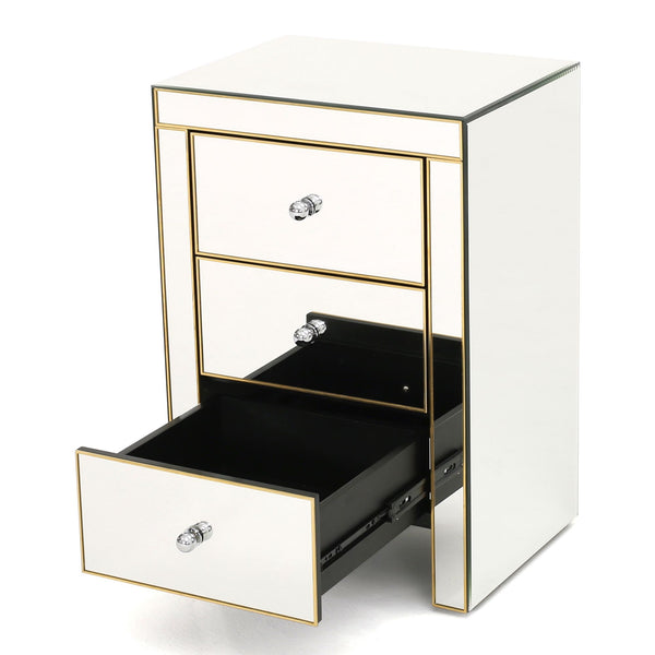English Elm Christopher Knight Home® - Elegant Mirrored Nightstand Gold-Edged 3-Drawer Accent Table with Ample Storage & Reflective Glam (26") 57778.00