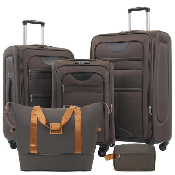 English Elm Softside Expandable Spinner Luggage Set with Tsa Lock Duffel Polyester Travel Brown N732P201004E