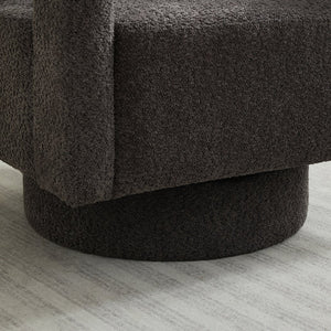 English Elm 29.13" Boucle Swivel Lounge Chair Open Back Sculptural Accent Seat for Living Room Charcoal W3188P280199