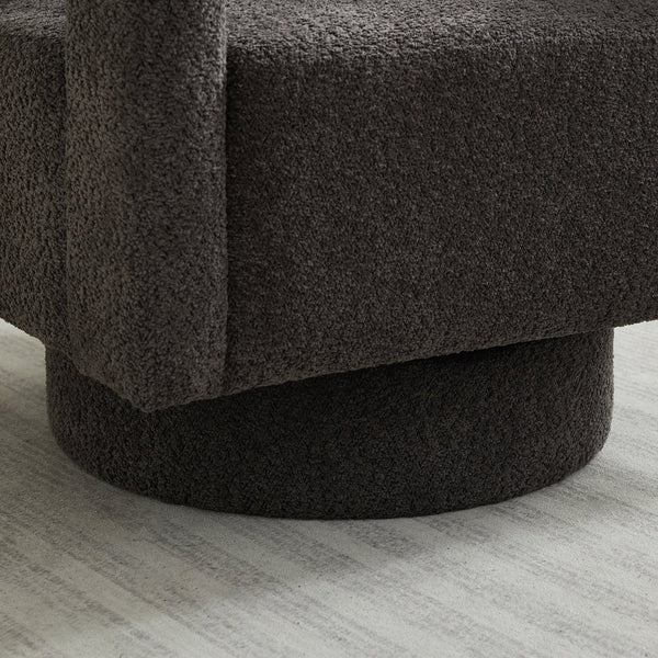 English Elm 29.13" Boucle Swivel Lounge Chair Open Back Sculptural Accent Seat for Living Room Charcoal W3188P280199