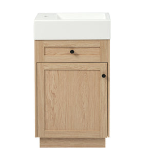 English Elm 18.5" Rustic Bathroom Vanity with Reversible Resin Sink, Wood Grain Melamine, Soft-Close Door, Adjustable Shelf N729P285512N