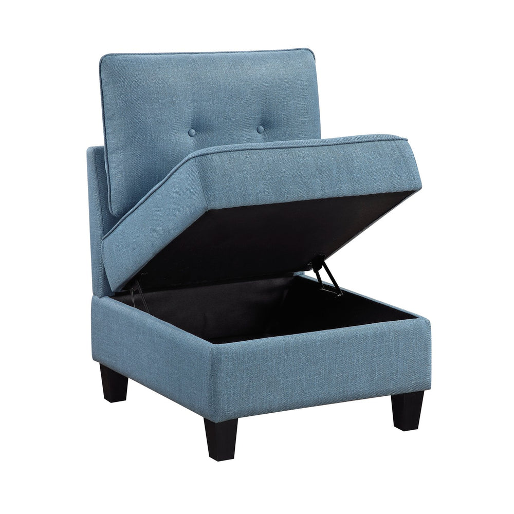 English Elm Living Modular Armless Chair with Hidden Storage, Tufted Fabric Comfort, Solid Wood Frame, Easy Assembly Blue 26.5 L x 28.75 W x 15.75 H B011P309911