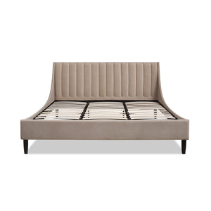 English Elm Jennifer Taylor Home - Aspen King Platform Bed Set With Vertical Tufted Headboard In Mink Beige Velvet - Durable & Stylish B2719P238520
