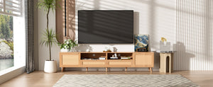 English Elm Rattan Door Media Console with Pine Legs Modern Farmhouse Tv Stand for Large Living Rooms N710P365030P