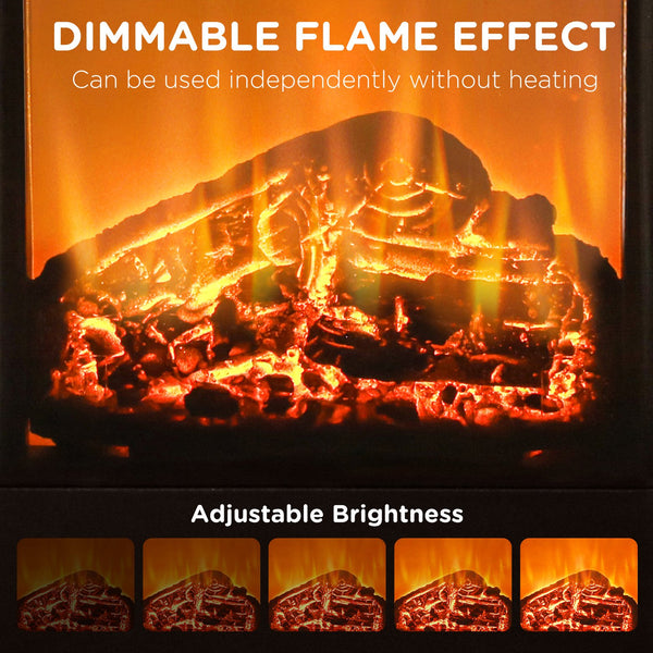 English Elm Black Ceramic Tower Heater with 3d Flame Display Remote Timer and Oscillating Warmth T3971P414381