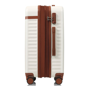 English Elm Luggage 3 Piece Abs Hard Shell Set with Usb Port Front Access and Spinner Wheels White N726P307555O