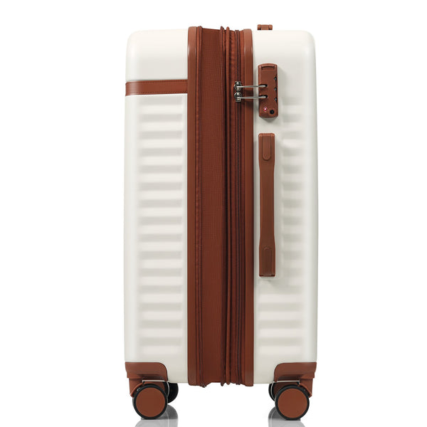 English Elm Luggage 3 Piece Abs Hard Shell Set with Usb Port Front Access and Spinner Wheels White N726P307555O